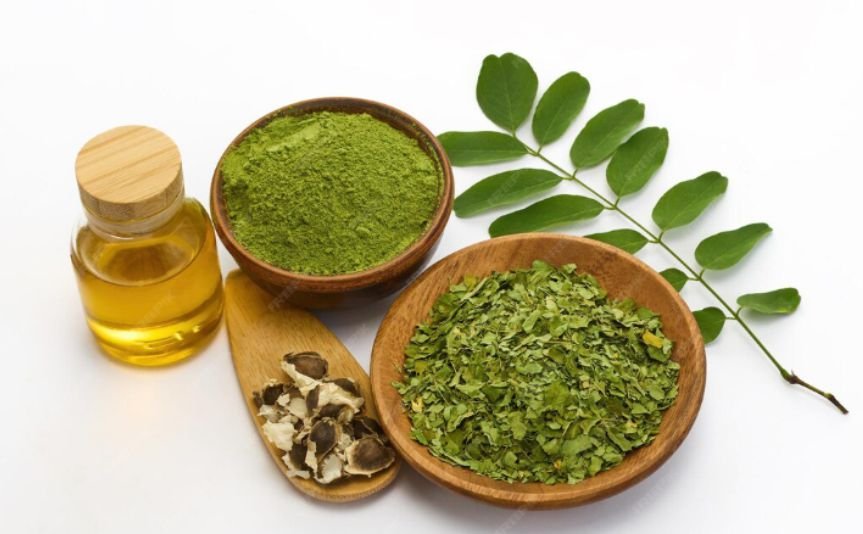 The leaves, seeds, oil, powder - depicting the Health Benefits of Moringa