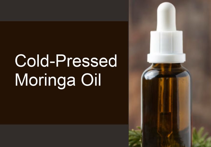 A bottle of Cold-Pressed Moringa Oil